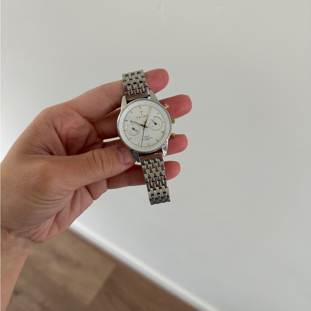 Stainless Steel Silver and Gold Accent Women's Chronograph Watch